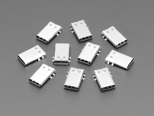 Photograph of 10 USB Type C SMT / THM Jack Connectors 