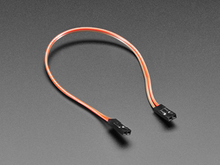 Angled shot of 20cm long 2-pin 2.54mm pitch cable.