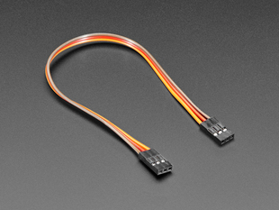 Angled shot of 20cm long 3-pin 2.54mm pitch jumper cable.