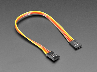 Angled shot of 20cm long 4-pin 2.54mm pitch cable.