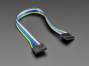 Angled shot of 20cm long 7-pin 2.54mm pitch cable.