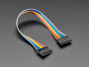Angled shot of 20cm long 8-pin 2.54mm pitch cable.