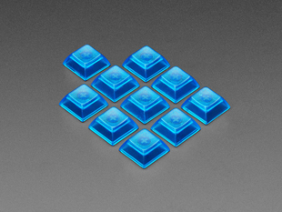 Group shot of 10 pack DSA color keycap BLUE TRANSPARENT KIT8