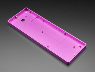 Angled shot of purple aluminum keyboard shell.