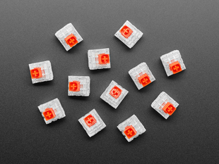 Top shot of 12 pack Red Kailh Mechanical Key Switches 