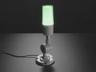Video of tall white USB Tower Lamp flashing green, yellow, red LEDs.