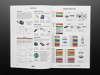 Opened handbook featuring technical pages of parts and components.