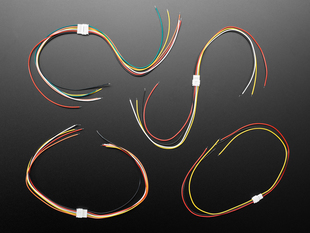 Top view of four connected pairs of JST PH compatible cables.
