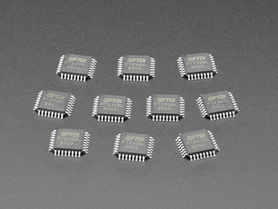Angled shot of 10 FT232BL Chips.