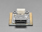 Close-up of USB-C port on short black microcontroller