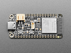 Angled view of rectangular microcontroller with WiFi module.