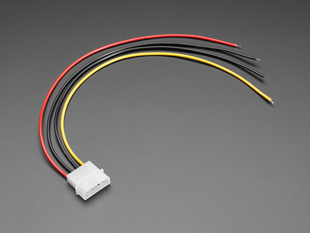 angled shot of 30cm long 4-pin Molex cable.