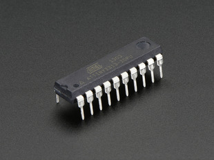 Angled shot of a ATTINY2313 microcontroller.