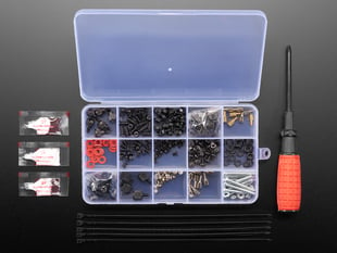 Top view of assorted computer repair components. 
