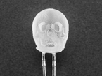 Close-up of skull-shaped LED