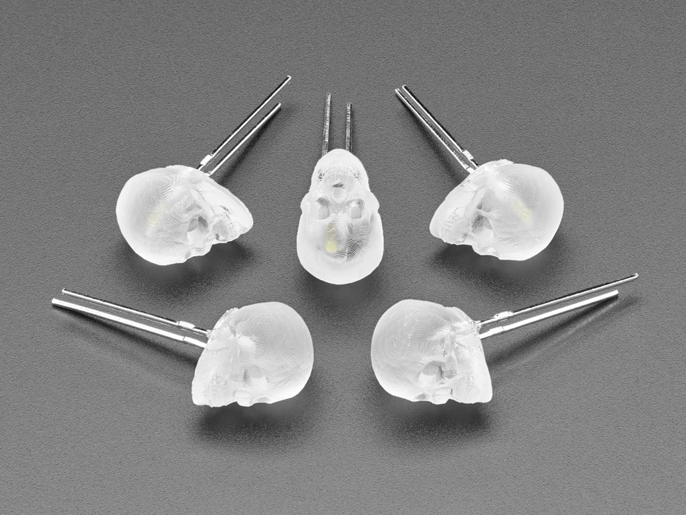 Five skull-shaped LEDs