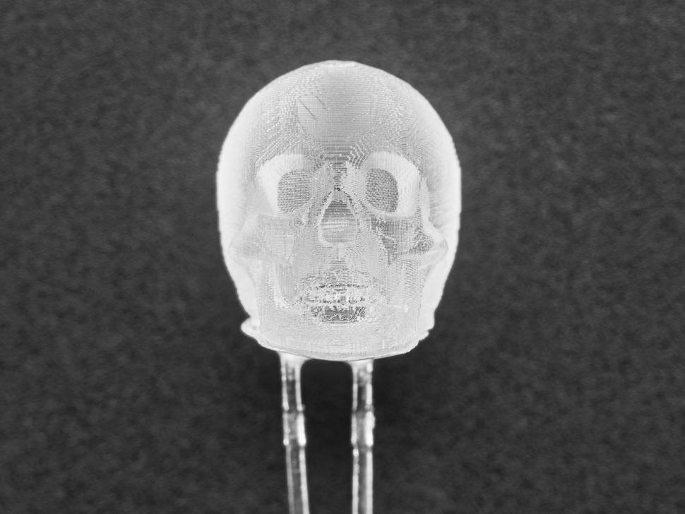 Close-up of skull-shaped LED