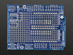 Top view of Adafruit Proto Shield for Arduino PCB.