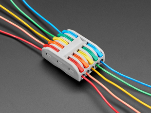 demo of wiring snap block with color coded wires for each input & output