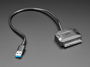 Angled shot of a SATA-to-USB-A cable.
