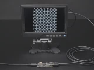 Video of DVI prototyping dev board sending graphic images to an HDMI monitor.