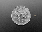 Overhead shot of tiny surface-mount LED next to US quarter for scale.