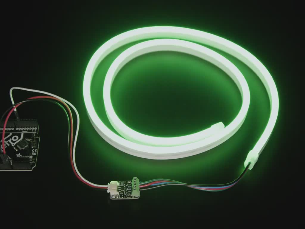 Video of a LED driver board lighting up a 1 meter long flexible LED strip.
