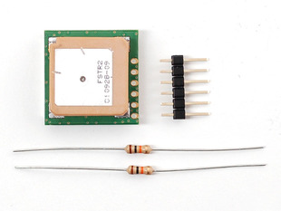 GPS module with built in antenna, loose header and two resistors.