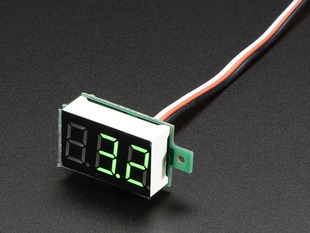 Angled shot of a Mini 3-wire Volt Meter that reads 3.2. 