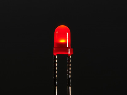 Single LED lit up red - 3mm.