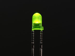 Single LED lit up green - 3mm. 