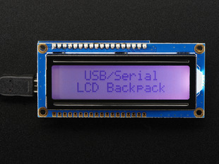 USB + Serial Backpack Kit with 16x2 RGB backlight positive LCD - Black on RGB