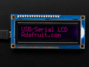 USB + Serial Backpack Kit with 16x2 RGB backlight negative LCD - RGB on Black.