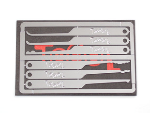 Metal business card made of stamped lockpick tools 