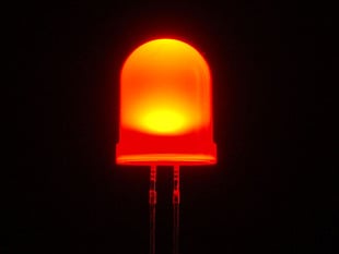 Single large LED lit up red 