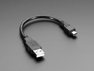 Short USB cable with Type A and Mini B ends
