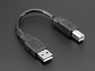 Short USB cable with Type A and Type B ends