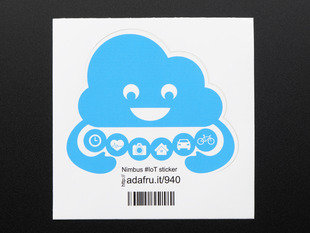 Sky blue Cloud shape sticker with arms that display a hug containing a row of six small circles that display a clock, heart, camera, house, car and a bike.   